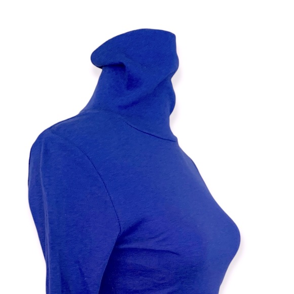 Mossimo | Modal Cotton Short Sleeve Rib Turtleneck Top Royal Blue Size XS - Picture 4 of 12
